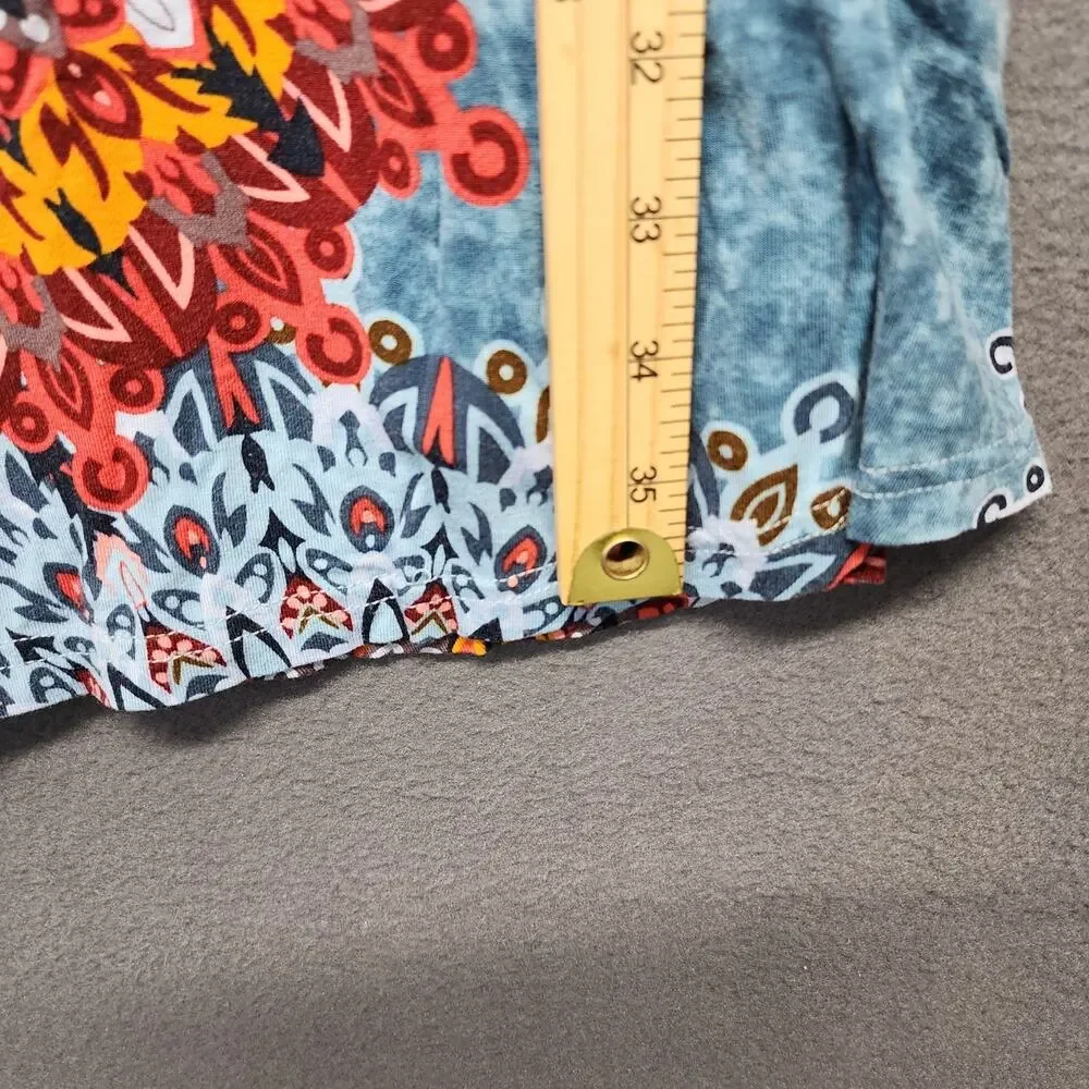 WEACZZY Dress Womens 2XL Blue Red Mandala Sleeveless Casual Boho Rayon Spandex